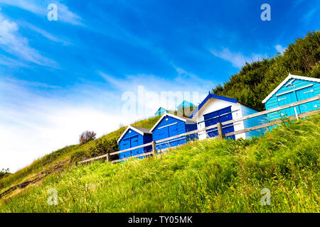 Beach Huts in Felixstowe, Suffolk, UK Stock Photo