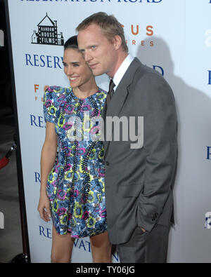 Actress Jennifer Connelly and her husband Paul arrive for the premiere of 'Reservation Road' in Los Angeles on October 18, 2007.  (UPI Photo/Scott Harms) Stock Photo