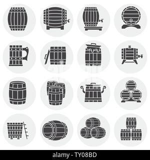 Barrel icons set on background for graphic and web design. Simple illustration. Internet concept symbol for website button or mobile app. Stock Vector