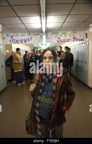 This publicity photo from the film 'Juno' provided by the film studio Fox Searchlight, shows Ellen Page, the nominee for best actress for the 80th annual Academy Awards in Beverly Hills, California early Tuesday morning, January 22, 2008.  (UPI Photo/Doane Gregory) Stock Photo