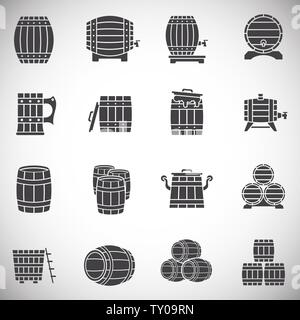 Barrel icons set on background for graphic and web design. Simple illustration. Internet concept symbol for website button or mobile app. Stock Vector