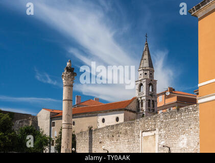 Bell Tower in the old town of Zadar in Croatia Stock Photo