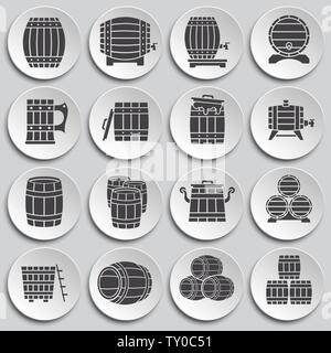 Barrel icons set on background for graphic and web design. Simple illustration. Internet concept symbol for website button or mobile app. Stock Vector