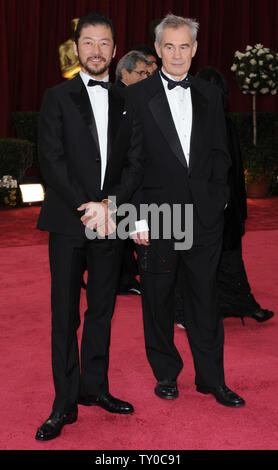 Director Sergei Bodrov (R) and Japanese actor Tadanobu Asano arrive for the 80th Annual Academy Awards at the Kodak Theatre in Hollywood, California on February 24, 2008.  (UPI Photo/Jim Ruymen) Stock Photo