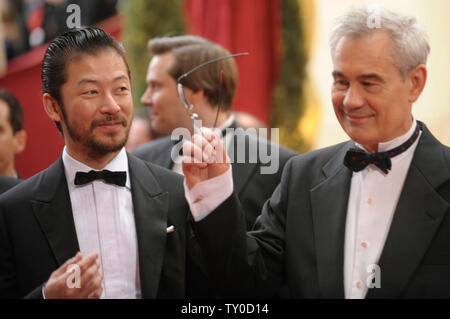 Japanese actor Tadanobu Asan (L) and Director Sergei Bodrov arrive for the 80th Annual Academy Awards at the Kodak Theatre in Hollywood, California on February 24, 2008.  (UPI Photo/Phil McCarten) Stock Photo