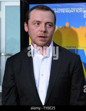 British actor Simon Pegg, a co-writer and cast member in the motion picture sports comedy 'Run Fatboy Run', attends the premiere of the film at the Arclight Cinerama Dome in Los Angeles on March 24, 2008. (UPI Photo/Jim Ruymen) Stock Photo