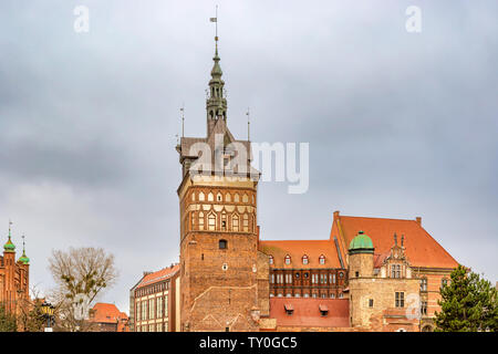 View at the Prison tower and the torture house now housing amber museum located in the old town of Gdansk, Poland Stock Photo