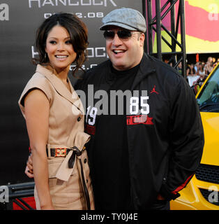 Actor Kevin James and his wife Steffiana De La Cruz attend the premiere of the motion picture fantasy adventure 'Hancock', at Grauman's Chinese Theatre in the Hollywood section of Los Angeles on June 30, 2008. (UPI Photo/Jim Ruymen) Stock Photo