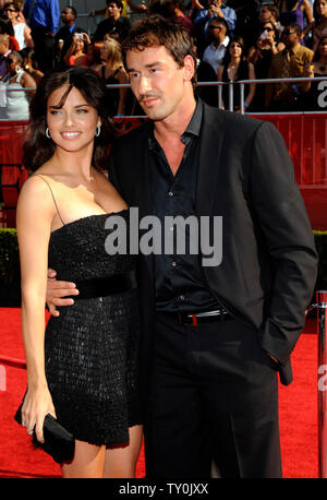 NBA star Marko Jaric arrives on the red carpet with supermodel Adriana Lima at the 2008 ESPY Awards in Los Angeles, California on July 16, 2008. (UPI Photo/Jim Ruymen) Stock Photo