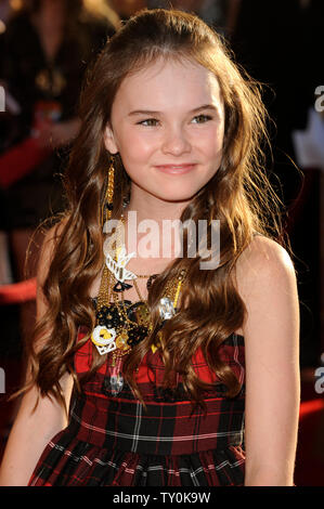 Actress Madeline Carroll, a cast member in the motion picture comedy 'Swing Vote', attends the premiere of the film at El Capitan Theatre in the Hollywood section of Los Angeles on July 24, 2008. (UPI Photo/Jim Ruymen) Stock Photo