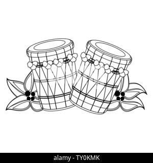 drum mridangam icon cartoon isolated in black and white Stock Vector