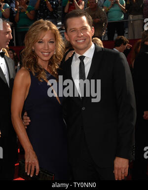 Jon Cryer and his wife Lisa Joyner arrive at the 60th Primetime Emmy Awards at the Nokia Center in Los Angeles on September 21, 2008.    (UPI Photo/Scott Harms) Stock Photo