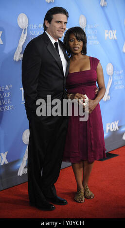 Alfre Woodard (R) and husband Roderick Spencer attends the 40th NAACP Image Awards in Los Angeles on February 12, 2009. (UPI Photo/ Phil McCarten) Stock Photo