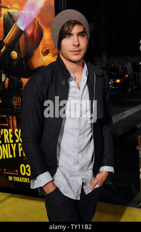 Actor Zac Efron attends the premiere of the sci-fi thriller 'Watchmen', at Grauman's Chinese Theatre in the Hollywood section of Los Angeles on March 2, 2009.  (UPI Photo/Jim Ruymen) Stock Photo
