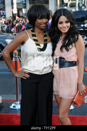 Actresses Monique Coleman (L), and Vanessa Hudgens attend the premiere of the motion picture comedy '17 Again', starring Hudgens' boyfriend Zac Efron at Grauman's Chinese Theatre in the Hollywood section of Los Angeles on April 14, 2009. (UPI Photo/Jim Ruymen) Stock Photo