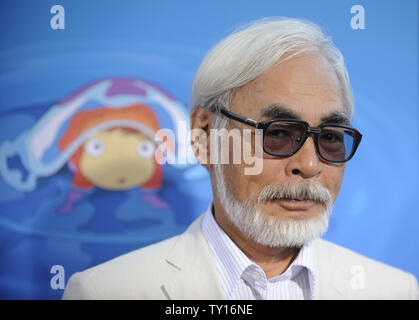 The director of 'Ponyo', Hayao Miyazaki, attends a screening of the film in Los Angeles on July 27, 2009. (UPI Photo/ Phil McCarten) Stock Photo