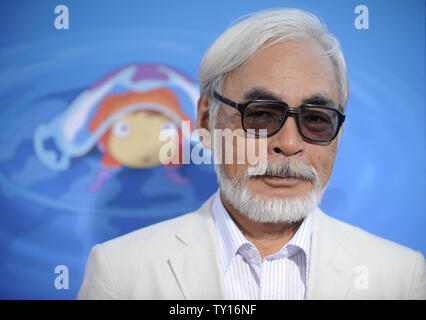 The director of 'Ponyo', Hayao Miyazaki, attends a screening of the film in Los Angeles on July 27, 2009. (UPI Photo/ Phil McCarten) Stock Photo