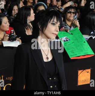 Singer Joan Jett attends the premiere of the romantic fantasy thriller motion picture 'The Twilight Saga: New Moon', in Los Angeles on November 16, 2009.     UPI/Jim Ruymen Stock Photo