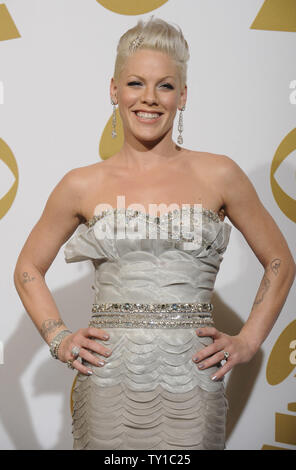 Pink appears backstage at the 52nd annual Grammy Awards at the Staples Center in Los Angeles on January 31, 2010.   UPI/Phil McCarten Stock Photo
