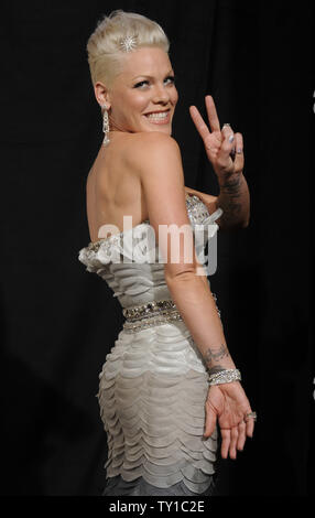 Pink appears backstage at the 52nd annual Grammy Awards at the Staples Center in Los Angeles on January 31, 2010.   UPI/Phil McCarten Stock Photo