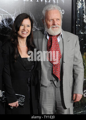 Actor Anthony Hopkins, a cast member in the motion picture horror thriller 'The Wolfman', arrives for the premiere of the film with his wife Stella Arroyave at the Arclight Cinerama Dome in the Hollywood section of Los Angeles on February 9, 2010.     UPI/Jim Ruymen Stock Photo