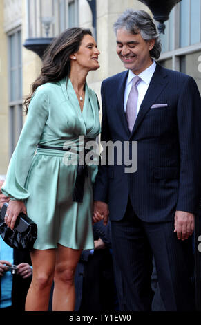 Italian tenor Andrea Bocelli (R) and Vernoica Berti participate in an unveiling ceremony where Bocelli was honored with the 2,402nd star on the Hollywood Walk of Fame in Los Angeles on March 2, 2010.     UPI/Jim Ruymen Stock Photo