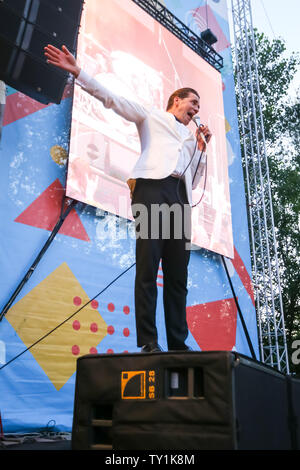 Zagreb, Croatia - 24th June, 2019 : The Swedish group The Hives performs on the 14th INmusic festival located on the lake Jarun in Zagreb, Croatia. Stock Photo