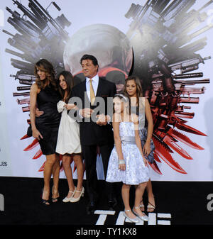 Sistine Rose, Sophia Rose Stallone, Jennifer Flavin Stallone and Scarlet  Rose Stallone attend the Expendables 3 premiere at TCL Chinese Theatre in  Los Angeles, CA, USA, August 11, 2014. Photo by Lionel