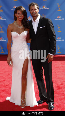 Brooke Burke and husband David Charvet arrive at the 62nd Primetime Emmy Awards at the Nokia Theatre in Los Angeles on August 29, 2010.    UPI/Lori Shepler Stock Photo