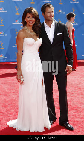 Brooke Burke and husband David Charvet arrive at the 62nd Primetime Emmy Awards at the Nokia Theatre in Los Angeles on August 29, 2010.    UPI/Lori Shepler Stock Photo