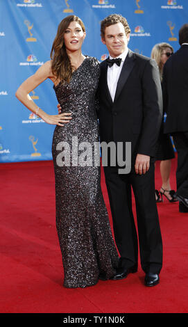 Michael C. Hall and wife and 'Dexter' co-star Jennifer Carpenter arrive at the 62nd Primetime Emmy Awards at the Nokia Theatre in Los Angeles on August 29, 2010.    UPI/Lori Shepler Stock Photo