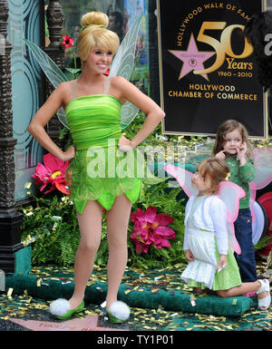 Tinker Bell, the fairy character who sprang from the pages of J.M Barrie's literary classic, 'Peter Pan', is honored with the 2,418th star on the Hollywood Walk of Fame in Los Angeles on Septermber 21, 2010.     UPI/Jim Ruymen Stock Photo