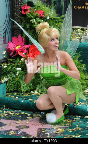 Tinker Bell, the fairy character who sprang from the pages of J.M Barrie's literary classic, 'Peter Pan', is honored with the 2,418th star on the Hollywood Walk of Fame during an unveiling ceremony in Los Angeles on September 21, 2010.     UPI/Jim Ruymen Stock Photo