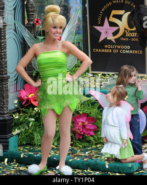 Tinker Bell, the fairy character who sprang from the pages of J.M Barrie's literary classic, 'Peter Pan', is honored with the 2,418th star on the Hollywood Walk of Fame in Los Angeles on Septermber 21, 2010.     UPI/Jim Ruymen Stock Photo