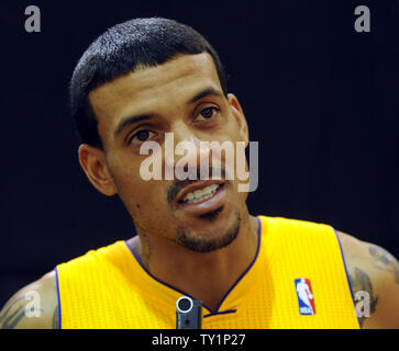 Los Angeles Lakers' Matt Barnes poses for photos during the basketball team's media day at the Lakers training facility in El Segundo, California on September 25, 2010. The Lakers will try to three-peat this season after winning back-to-back NBA championship titles. UPI/Jim Ruymen Stock Photo