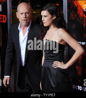 Cast member Bruce Willis attends the premiere of the motion picture action comedy 'Red', with his daughter Rumer Willis at Grauman's Chinese Theatre in the Hollywood section of Los Angeles on October 11, 2010.   UPI/Jim Ruymen Stock Photo