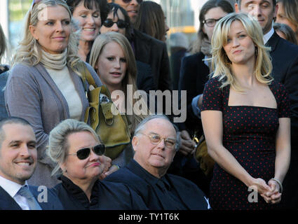 Actress Reese Witherspoon's boyfriend, Creative Artist Agency (CAA) agent Jim Toth (L) sits with her parents John and Betty Witherspoon, as they wait for ceremonies to begin unveiling Witherspoon's (R) star on the Hollywood Walk of Fame in Hollywood December 1, 2010.UPI/Jim Ruymen Stock Photo