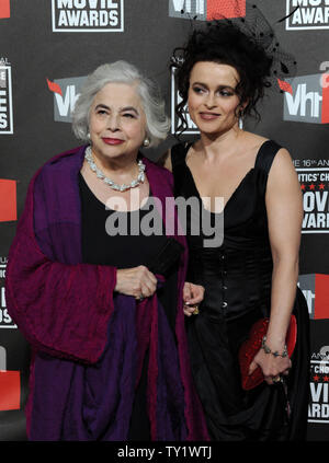 British actress Helena Bonham Carter (R), one of the stars of the film 'The King's Speech', arrives with her mother Elena for the 16th annual Critics' Choice Movie Awards at the Hollywood Palladium in Los Angeles on January 14, 2011.  UPI/Jim Ruymen Stock Photo