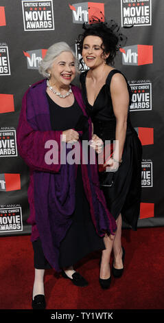 British actress Helena Bonham Carter (R), one of the stars of the film 'The King's Speech', arrives with her mother Elena for the 16th annual Critics' Choice Movie Awards at the Hollywood Palladium in Los Angeles on January 14, 2011.  UPI/Jim Ruymen Stock Photo