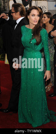 Actors Brad Pitt and Angelina Jolie arrive at the 68th annual Golden Globe Awards in Beverly Hills, California on January 16, 2011.   UPI/Jim Ruymen Stock Photo