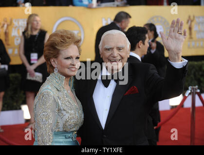 Ernest Borgnine (R) and wife Tova arrive at the 17th annual Screen Actors Guild Awards held at the Shrine Auditorium in Los Angeles on January 30, 2011.      UPI/Phil McCarten Stock Photo