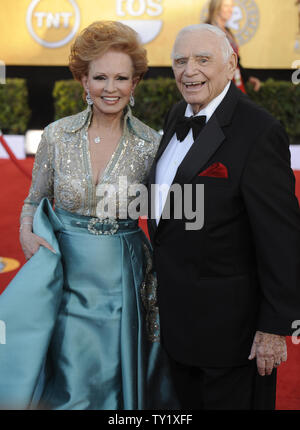 Ernest Borgnine (R) and wife Tova arrive at the 17th annual Screen Actors Guild Awards held at the Shrine Auditorium in Los Angeles on January 30, 2011.      UPI/Phil McCarten Stock Photo