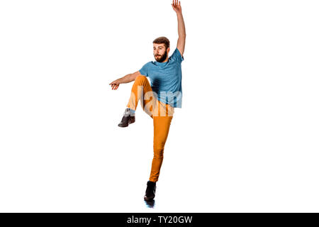 Modern man doing break dance routine Stock Photo