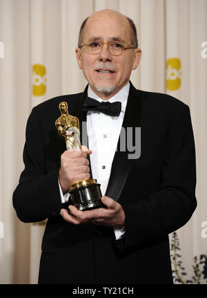 Achievement in Sound Editing winner Richard King for 'Inception' poses with his Oscar at the 83rd annual Academy Awards in Hollywood on February 27, 2011. UPI/Phil McCarte Stock Photo