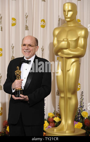 Achievement in Sound Editing winner Richard King for 'Inception' poses with his Oscar at the 83rd annual Academy Awards in Hollywood on February 27, 2011. UPI/Phil McCarte Stock Photo