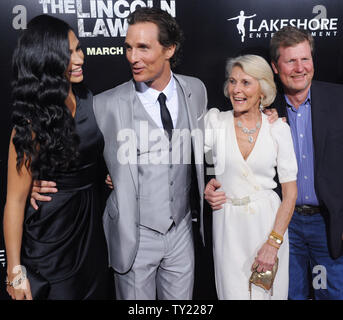 Rooster McConaughey, his wife at The Lincoln Lawyer Premiere at the ...