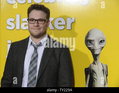 Cast member Seth Rogen attends the premiere of 'Paul' held at Grauman's Chinese Theatre in the Hollywood section of Los Angeles on March 14, 2011.     UPI/Phil McCarten Stock Photo