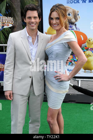 Actor James Marsden, the voice of Fred in the animated motion picture comedy 'Hop', arrives with his wife Lisa Linde at the premiere of film at Universal Studios in Universal City, California on March 27, 2011.   UPI/Jim Ruymen Stock Photo