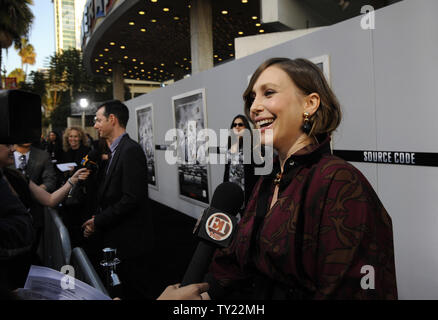 Cast member Vera Farmiga attends the premiere of the film 'Source Code' at the Arclight Theatre in the Hollywood section of Los Angeles on March 28, 2011.      UPI/Phil McCarten Stock Photo