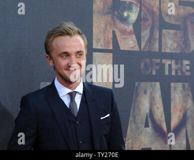 Tom Felton, a cast member in the motion picture sci-fi thriller 'Rise of the Planet of the Apes', arrives for the premiere of the film at Grauman's Chinese Theatre in Los Angeles on July 28, 2011.   UPI/Jim Ruymen Stock Photo